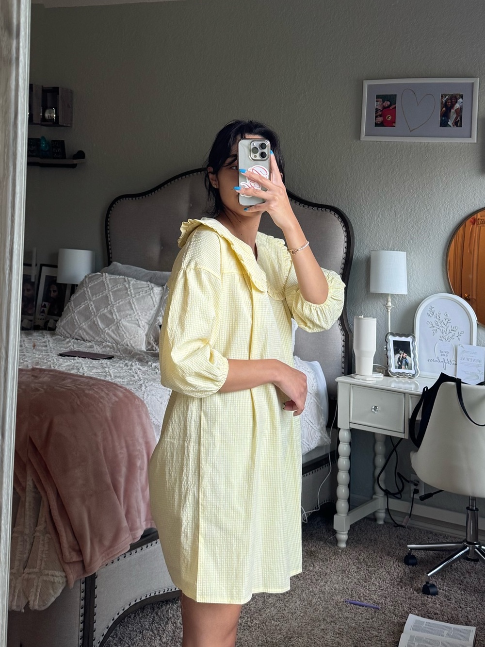 Yellow Collared Mini Dress - Picture 2 of 6